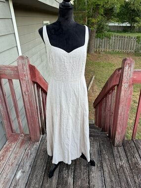Old Navy Sleeveless Cream Midi Dress Sweetheart Neckline Coastal Boho Neutral